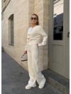 Жiночий костюм кардиган+брюки молочного кольору 34348