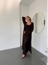Жіночий костюм кардиган+сукня коричневого кольору 34597
