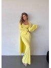 Жіночий костюм кардиган+сукня жовтого кольору 34595