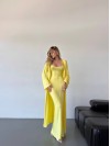 Жіночий костюм кардиган+сукня жовтого кольору 34595