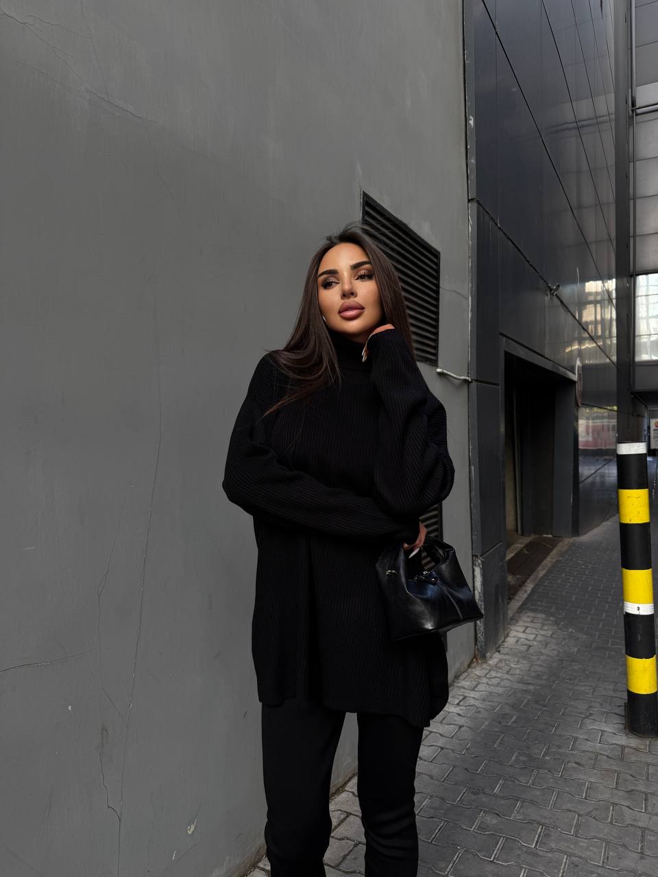 Женский костюм свитер+лосины черного цвета 34768