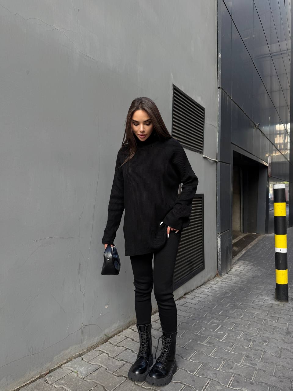 Женский костюм свитер+лосины черного цвета 34768