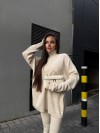 Женский костюм свитер+лосины бежевого цвета 34770
