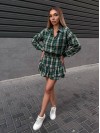 Жіночий костюм зі спідницею в клітку зеленого кольору 34046