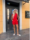 Жіночий легкий костюм червоного кольору 33897