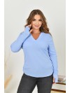 Женский лонгслив с воротником голубого цвета 35231