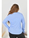 Женский лонгслив с воротником голубого цвета 35231