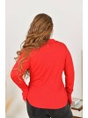 Женский лонгслив с воротником красного цвета 35226