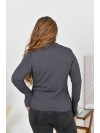 Женский лонгслив с воротником графитового цвета 35232