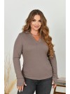 Женский лонгслив с воротником кофейного цвета 35227