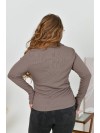 Женский лонгслив с воротником кофейного цвета 35227