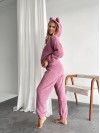 Женский махровый домашний костюм пудрового цвета 29414