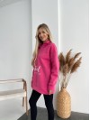 Жіночий подовжений світшот на флiсi малинового кольору 35055