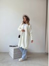 Женский удлиненный кардиган молочного цвета 34291