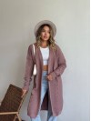 Женский удлиненный кардиган пудрового цвета 34290