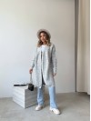 Женский удлиненный кардиган серого цвета 34287