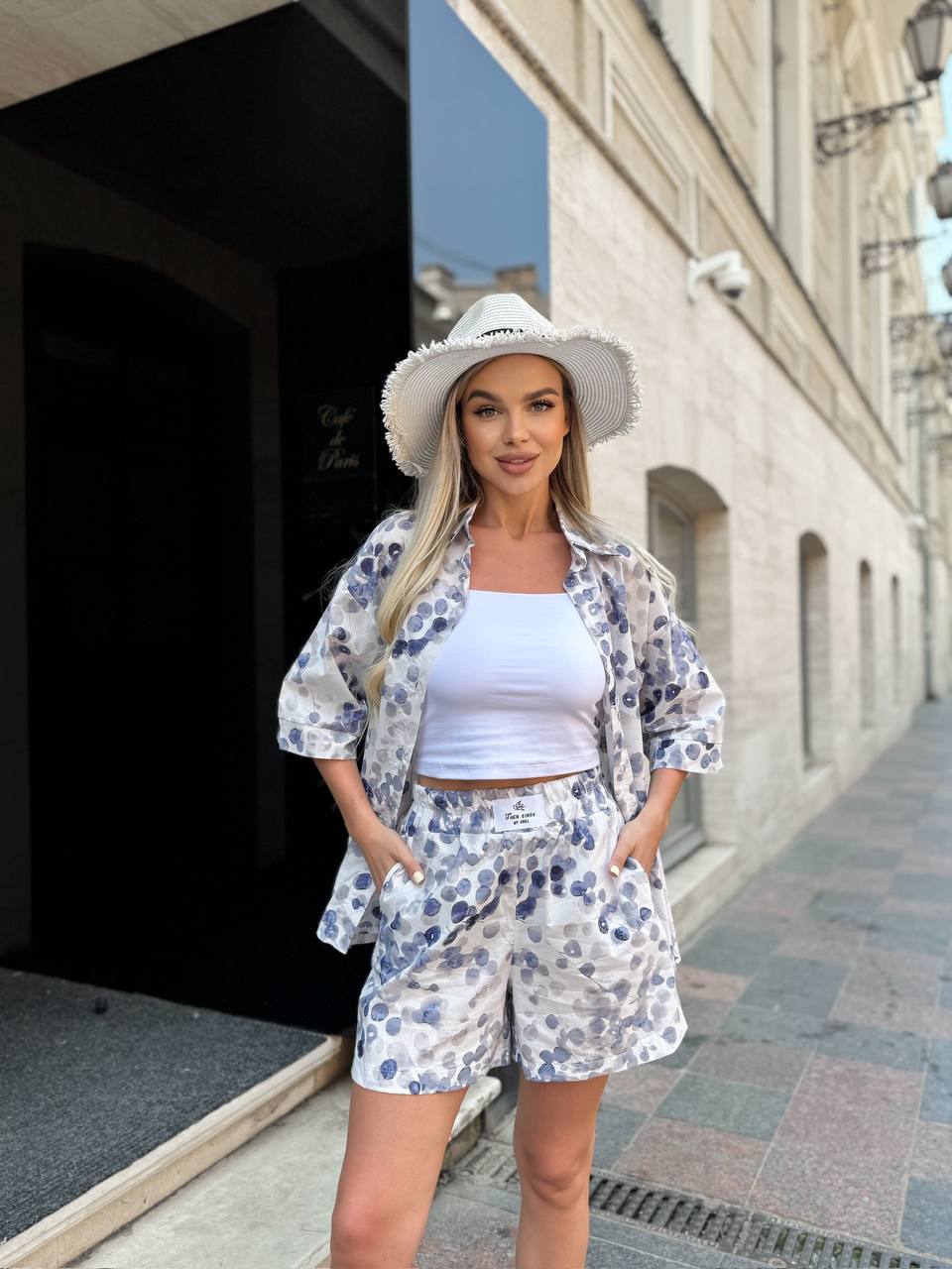 Жiночiй прогулянковий костюм синього кольору 33606