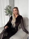 Жіночий прогулянковий костюм з оксамита коричневого кольору 36079