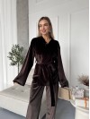 Жіночий прогулянковий костюм з оксамита коричневого кольору 36079