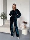 Жіночий прогулянковий костюм з оксамита смарагдового кольору 36078