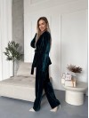 Жіночий прогулянковий костюм з оксамита смарагдового кольору 36078