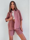 Женский прогулочный костюм с рубашкой пудрового цвета 33614