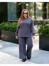 Жіночий прогулянковий костюм з теплого трикотажу графiтового кольору 35575