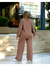 Жіночий прогулянковий костюм з теплого трикотажу кавового кольору 35574
