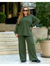 Жіночий прогулянковий костюм з теплого трикотажу кольору хакi 35576