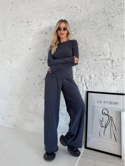 Жіночий прогулянковий термокостюм графiтового кольору 35785