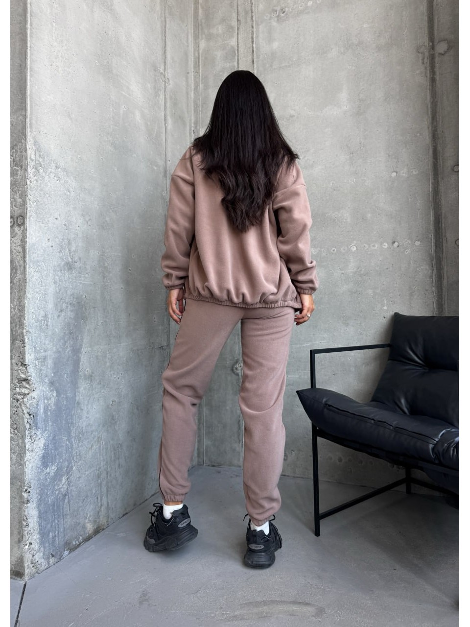 Жіночий спортивний костюм флісовий кавового кольору 29734