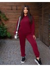 Женский спортивный костюм на флисе бордового цвета 34193