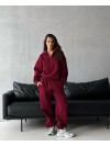 Жіночий спортивний костюм на флісi бордового кольору 35909