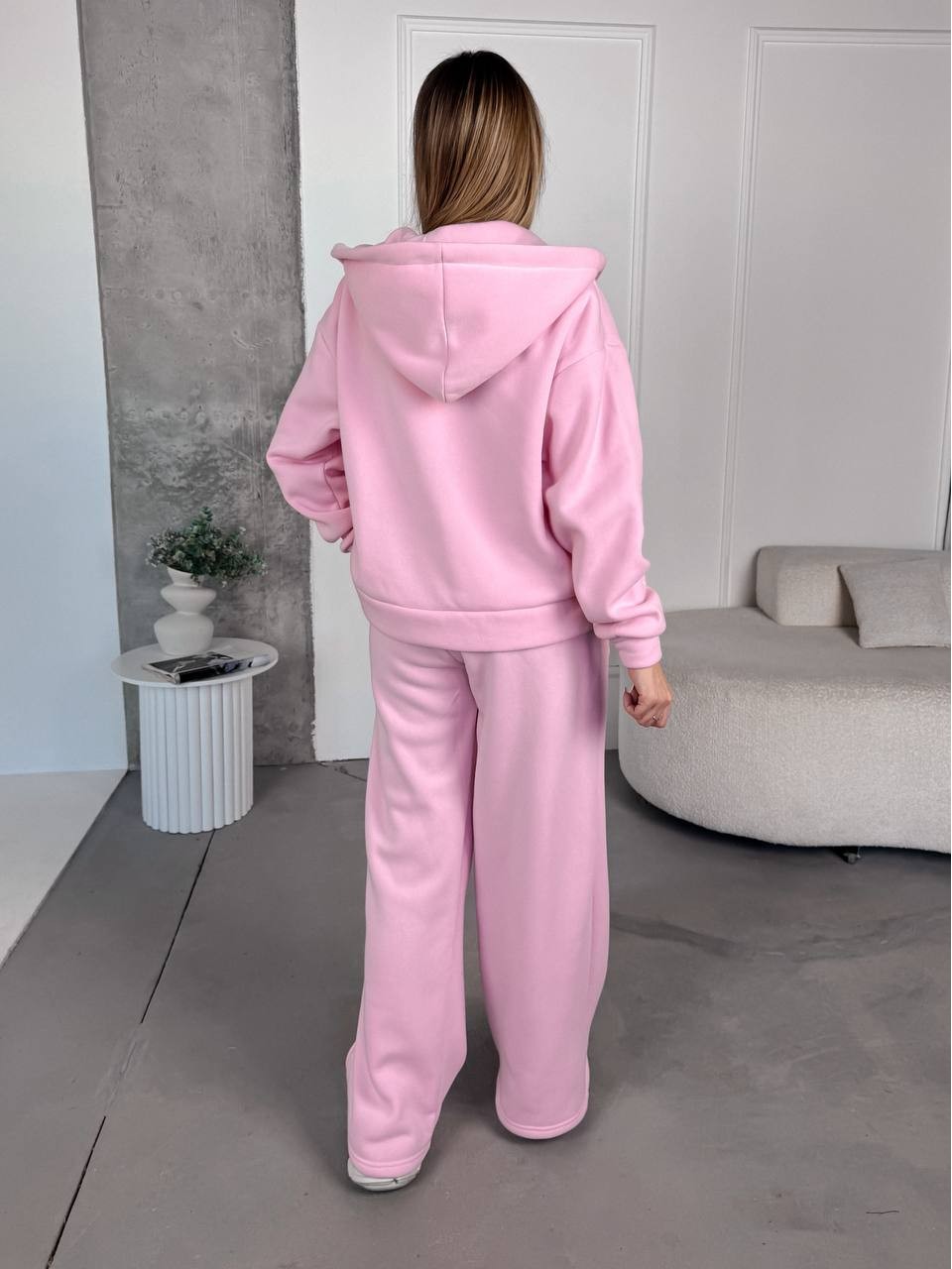 Женский спортивный костюм на флисе розового цвета 35753