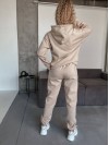 Женский спортивный костюм флисе с капюшоном бежевого цвета 35769