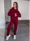Жіночий спортивний костюм на флісi з капюшоном бордового кольору 35765