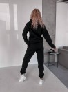 Женский спортивный костюм флисе с капюшоном черного цвета 35761