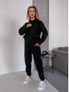Женский спортивный костюм флисе с капюшоном черного цвета 35761