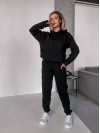 Женский спортивный костюм флисе с капюшоном черного цвета 35761