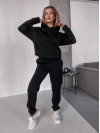 Женский спортивный костюм флисе с капюшоном черного цвета 35761