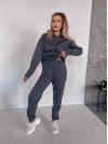 Женский спортивный костюм флисе с капюшоном графитового цвета 35762