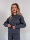 Женский спортивный костюм флисе с капюшоном графитового цвета 35762
