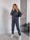 Женский спортивный костюм флисе с капюшоном графитового цвета 35762