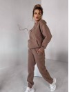 Женский спортивный костюм флисе с капюшоном кофейного цвета 35768