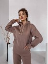 Женский спортивный костюм флисе с капюшоном кофейного цвета 35768