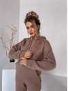 Женский спортивный костюм флисе с капюшоном кофейного цвета 35768