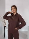 Жіночий спортивний костюм на флісi з капюшоном коричневого кольору 35767