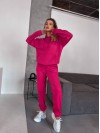 Жіночий спортивний костюм на флісi з капюшоном малинового кольору 35760