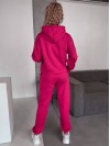 Жіночий спортивний костюм на флісi з капюшоном малинового кольору 35760