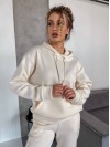Жіночий спортивний костюм на флісi з капюшоном молочного кольору 35770